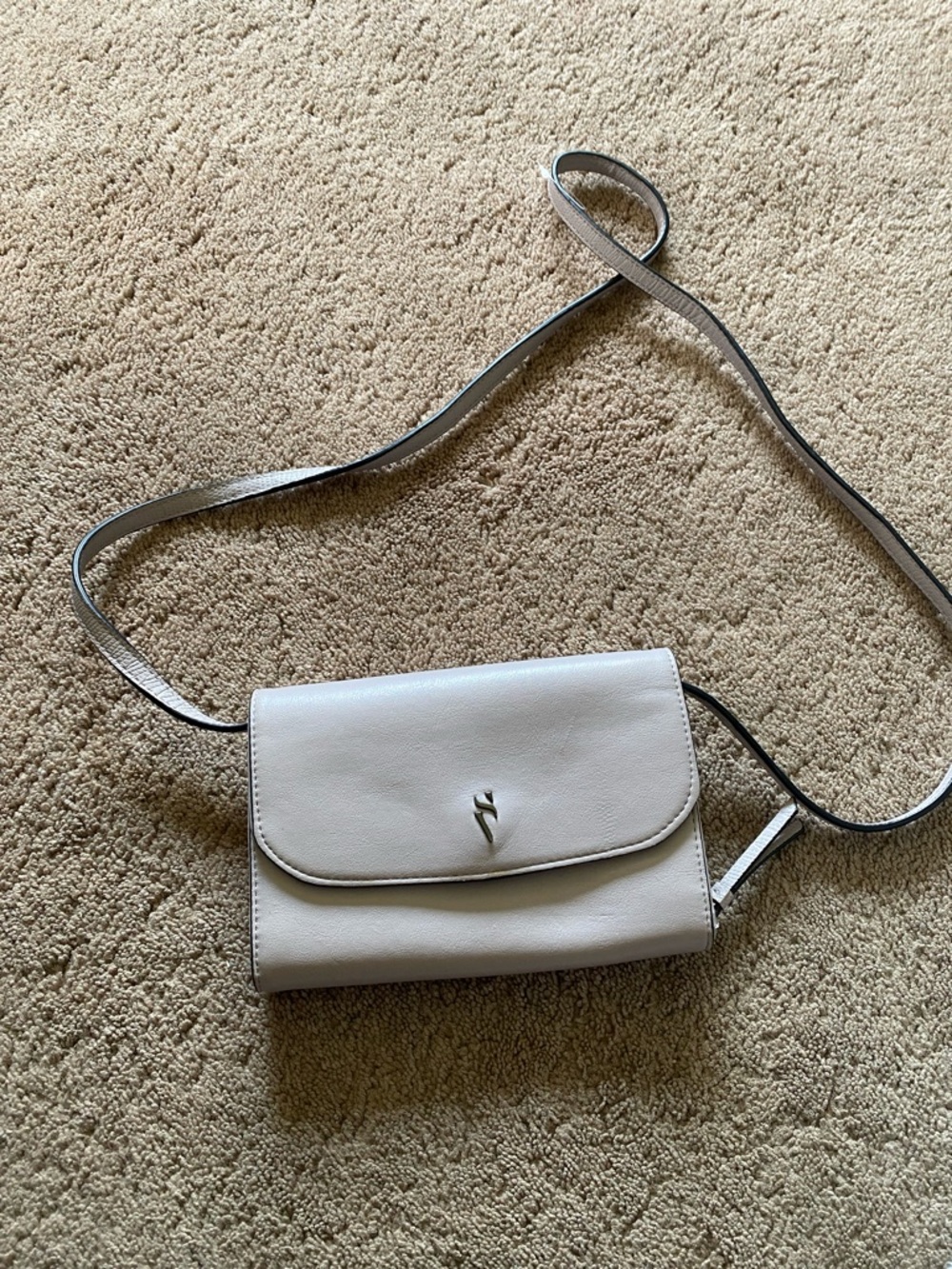Compact Cream Crossbody Bag with Subtle Metal Logo